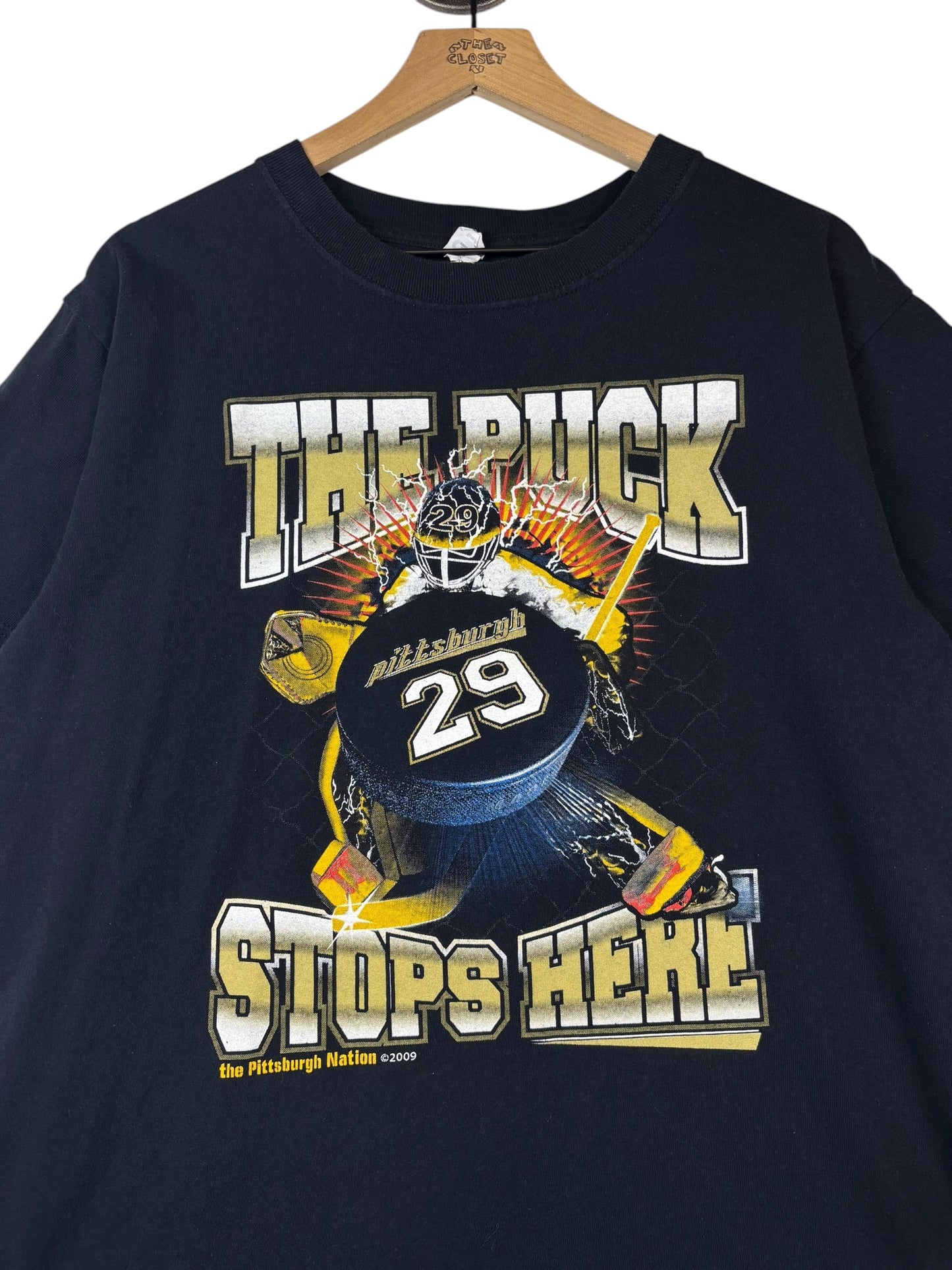 (M) 2009 Penguins The Puck Stops Here Tee