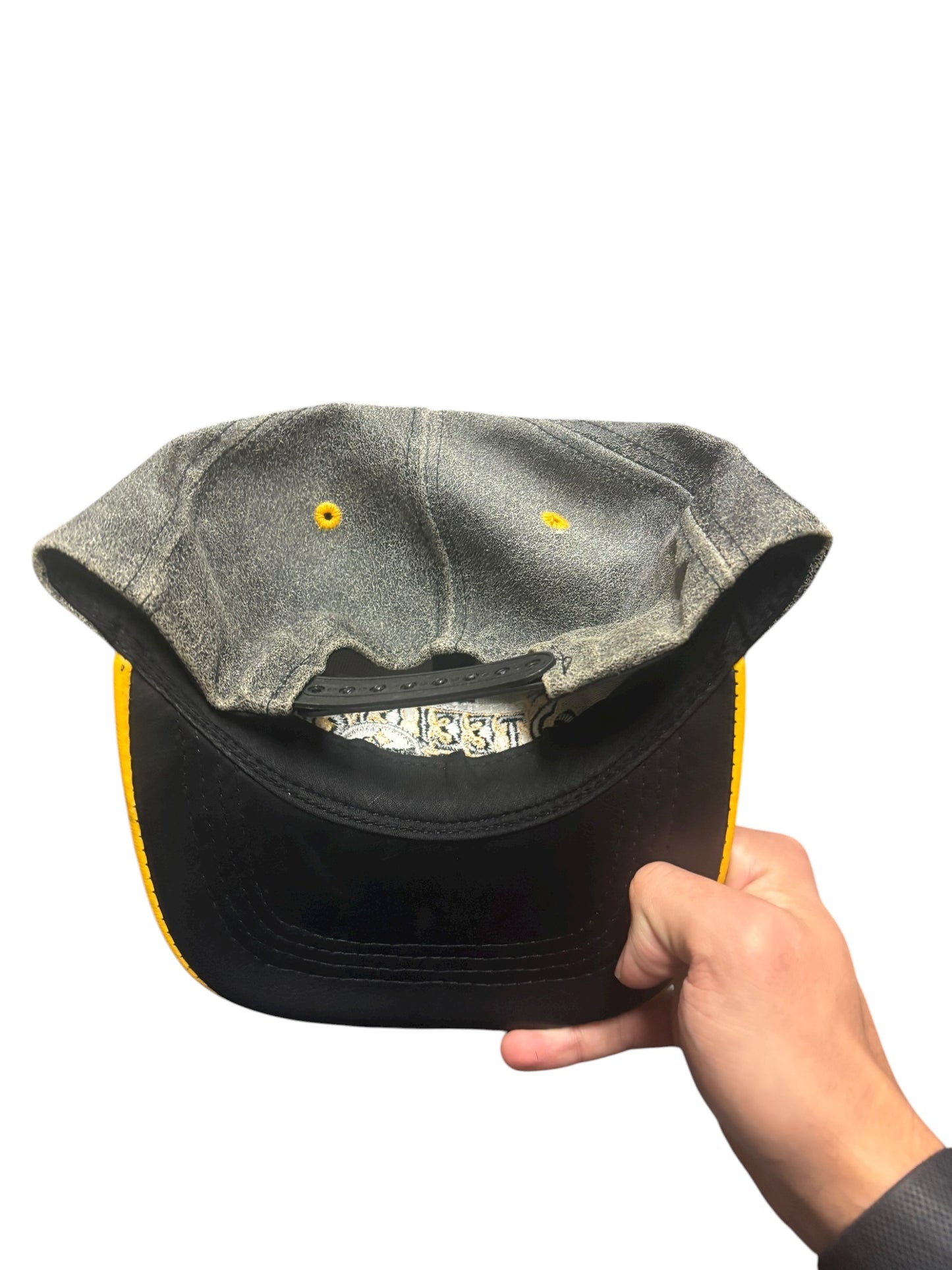 Vintage Steelers Faded Leather SnapBack Hat