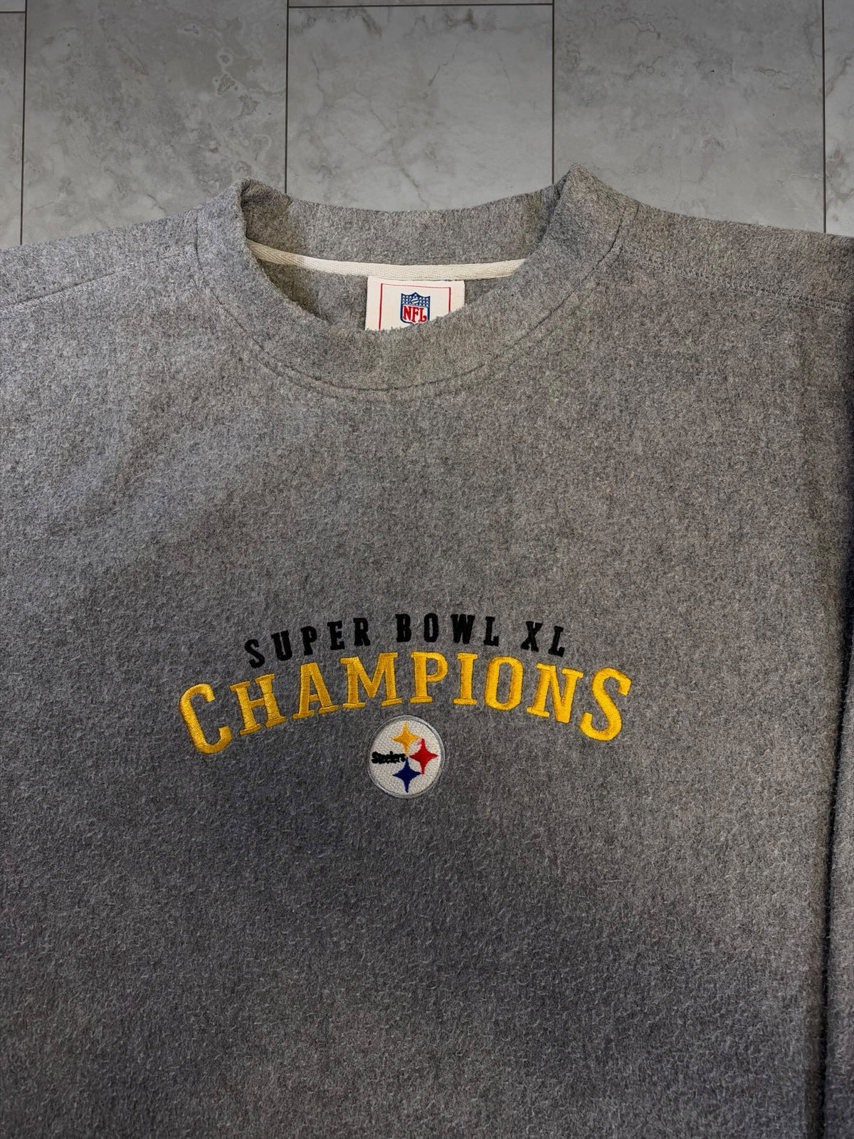(L) 2006 Steelers Embroidered Super Bowl XL Champs Crewneck