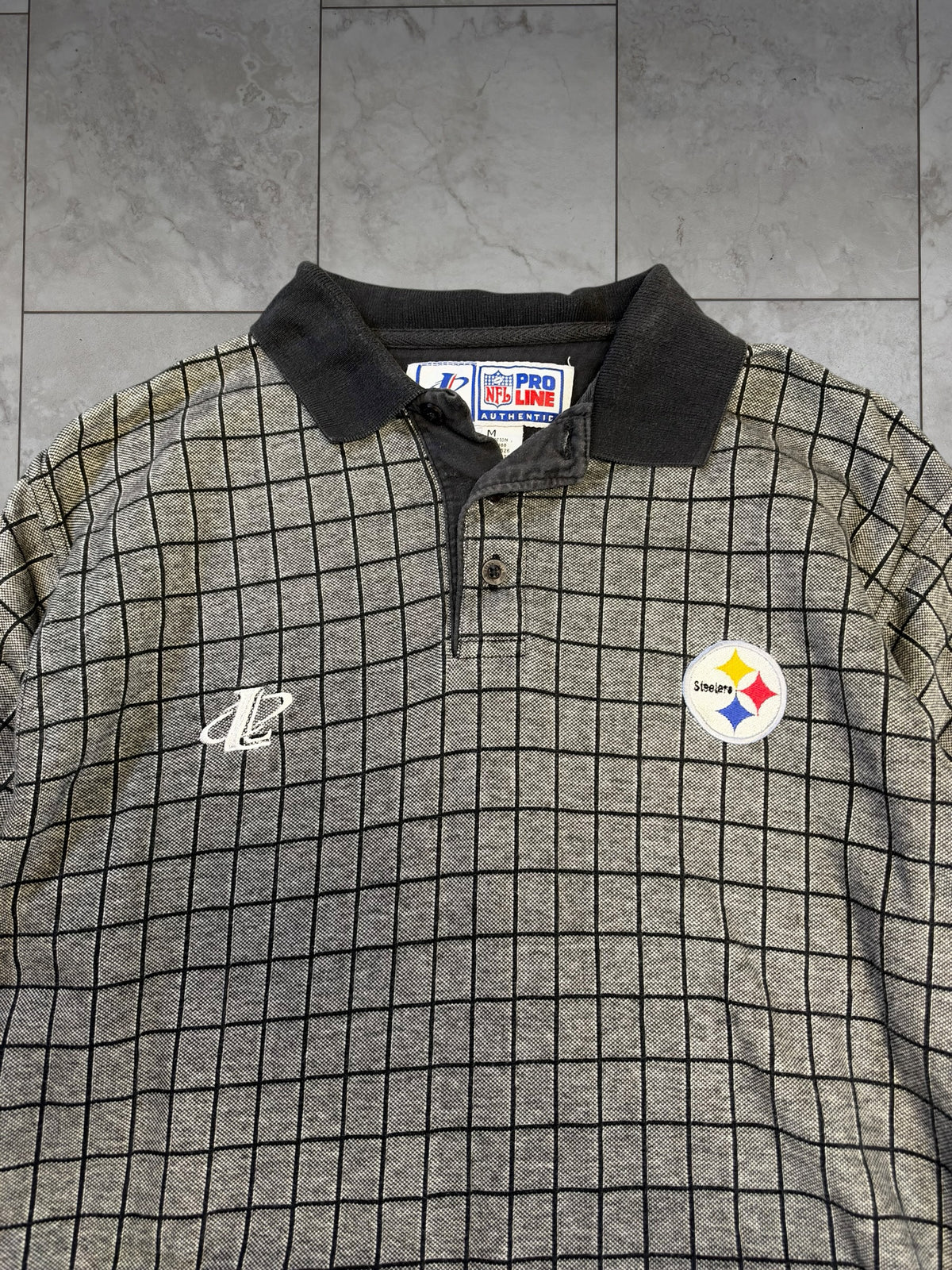 (M) Vintage 90's Steelers Logo Athletic Polo Shirt