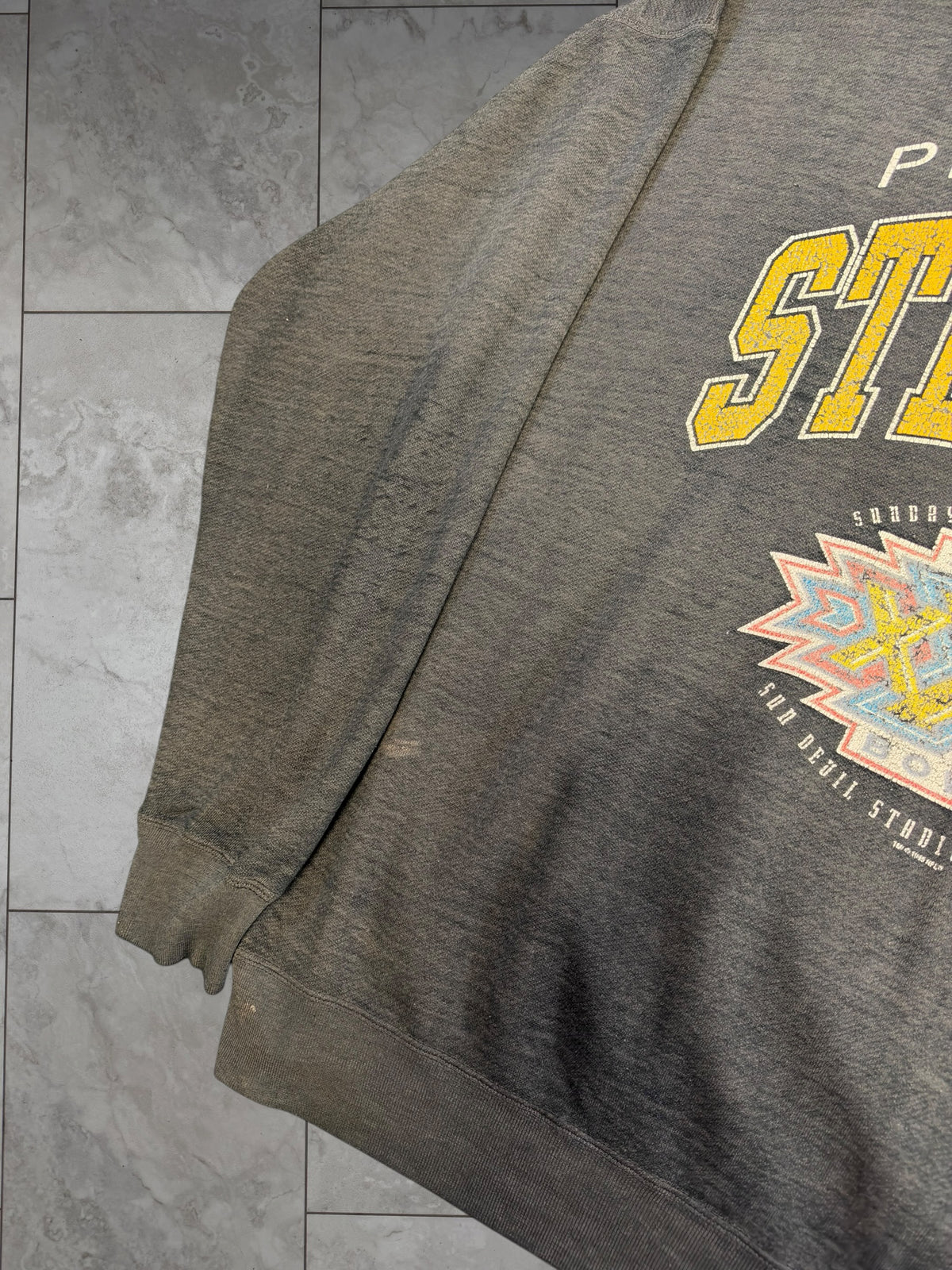 (XL) 1996 Steelers Superbowl XXX Thrashed Starter Crewneck