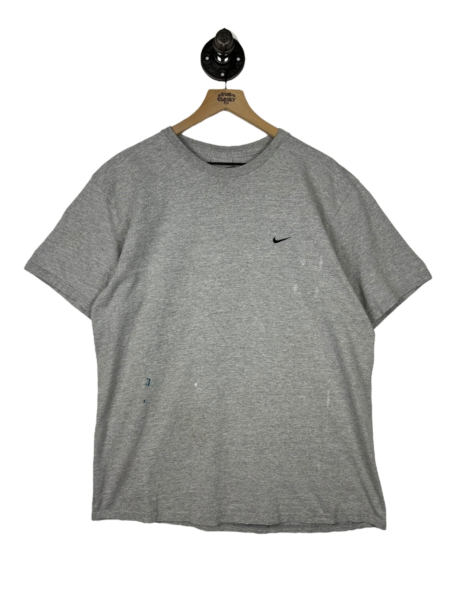 (L) Vintage Y2K Nike Grey Corner Swoosh Tee