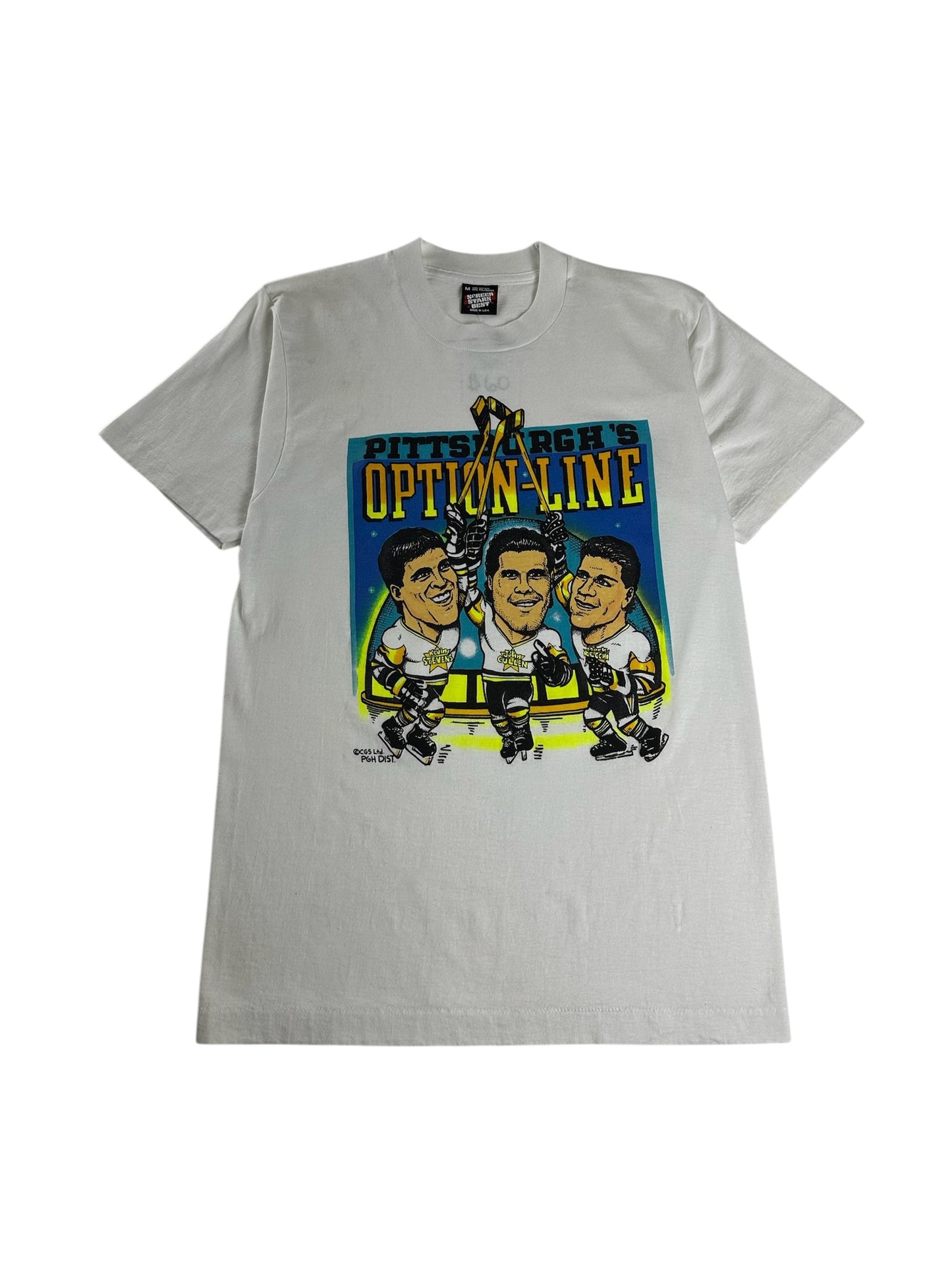 (S) 1990 Penguins Screen Stars Option-Line Caricature Tee