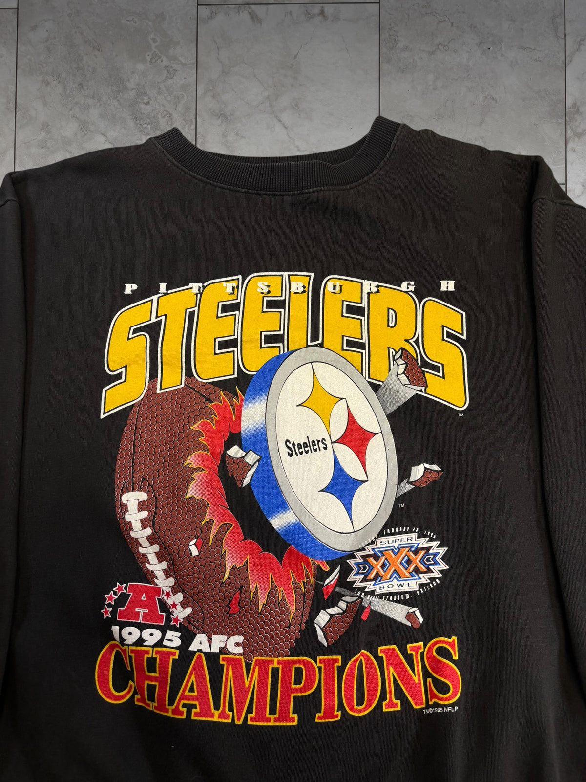 (L/XL) 1995 Steelers AFC Champs Graphic Crewneck