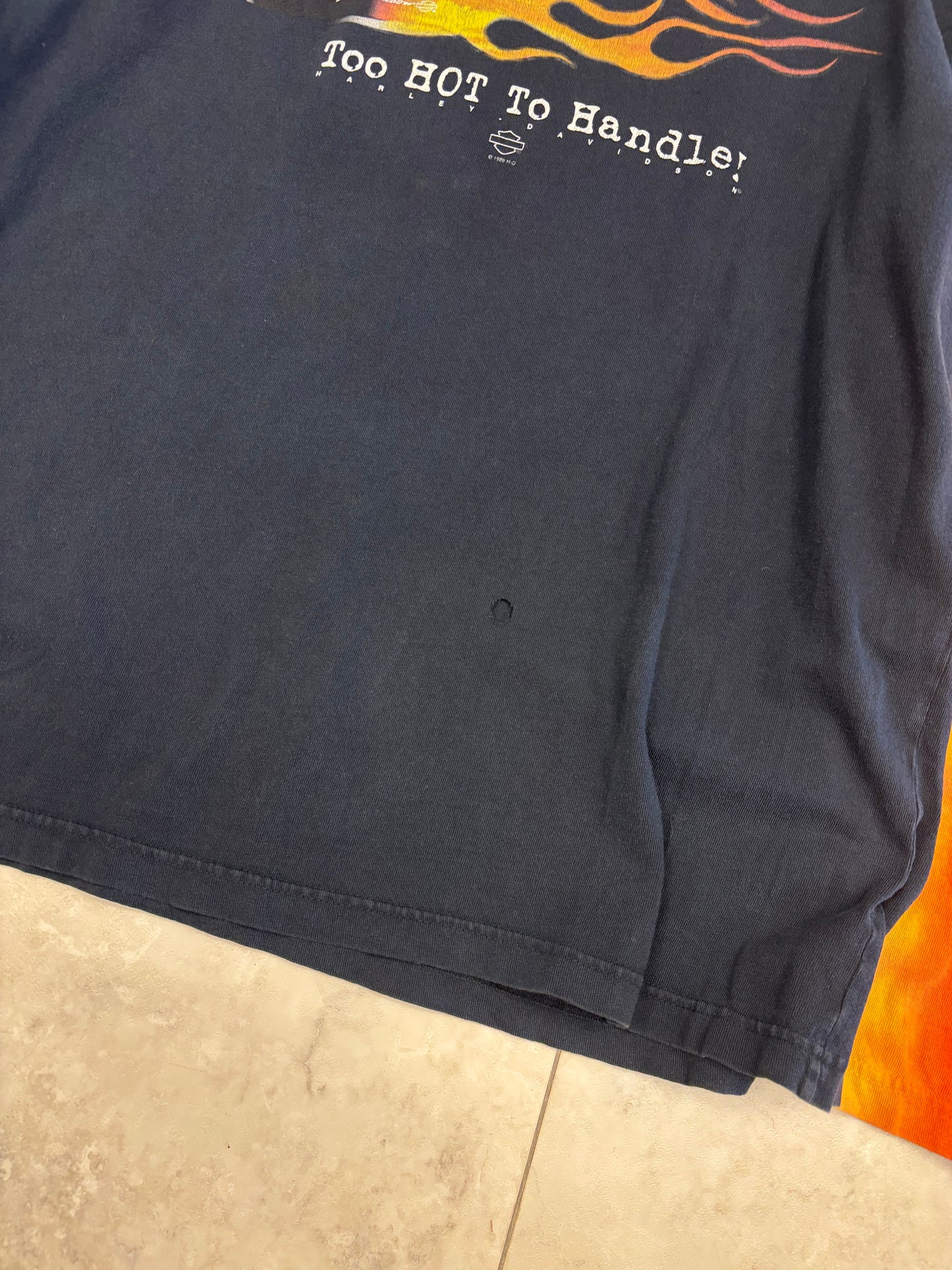 (L) 1999 Harley Too HOT To Handle Tiedye Long Sleeve
