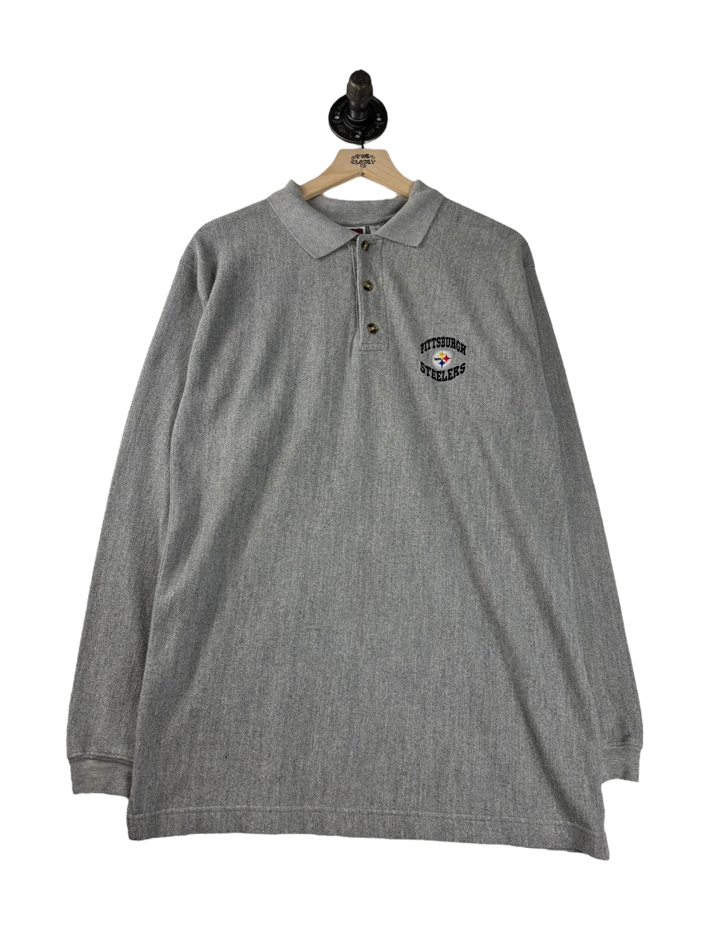 (M) 1999 Steelers Embroidered Long Sleeve Polo / Crewneck