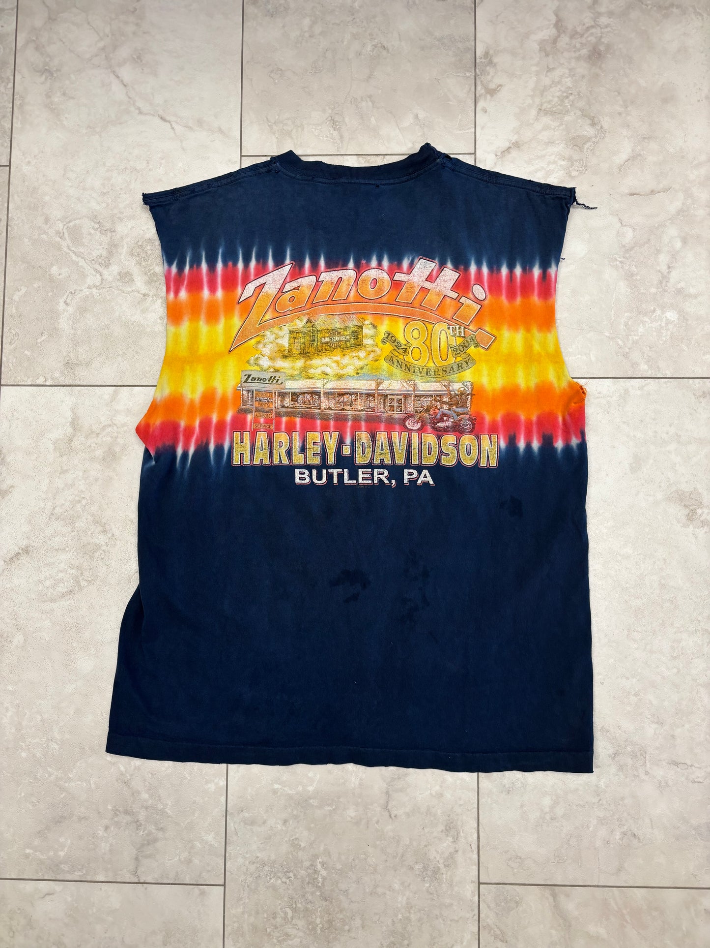 (L) 2004 Harley Tiedye Cut Off Tee