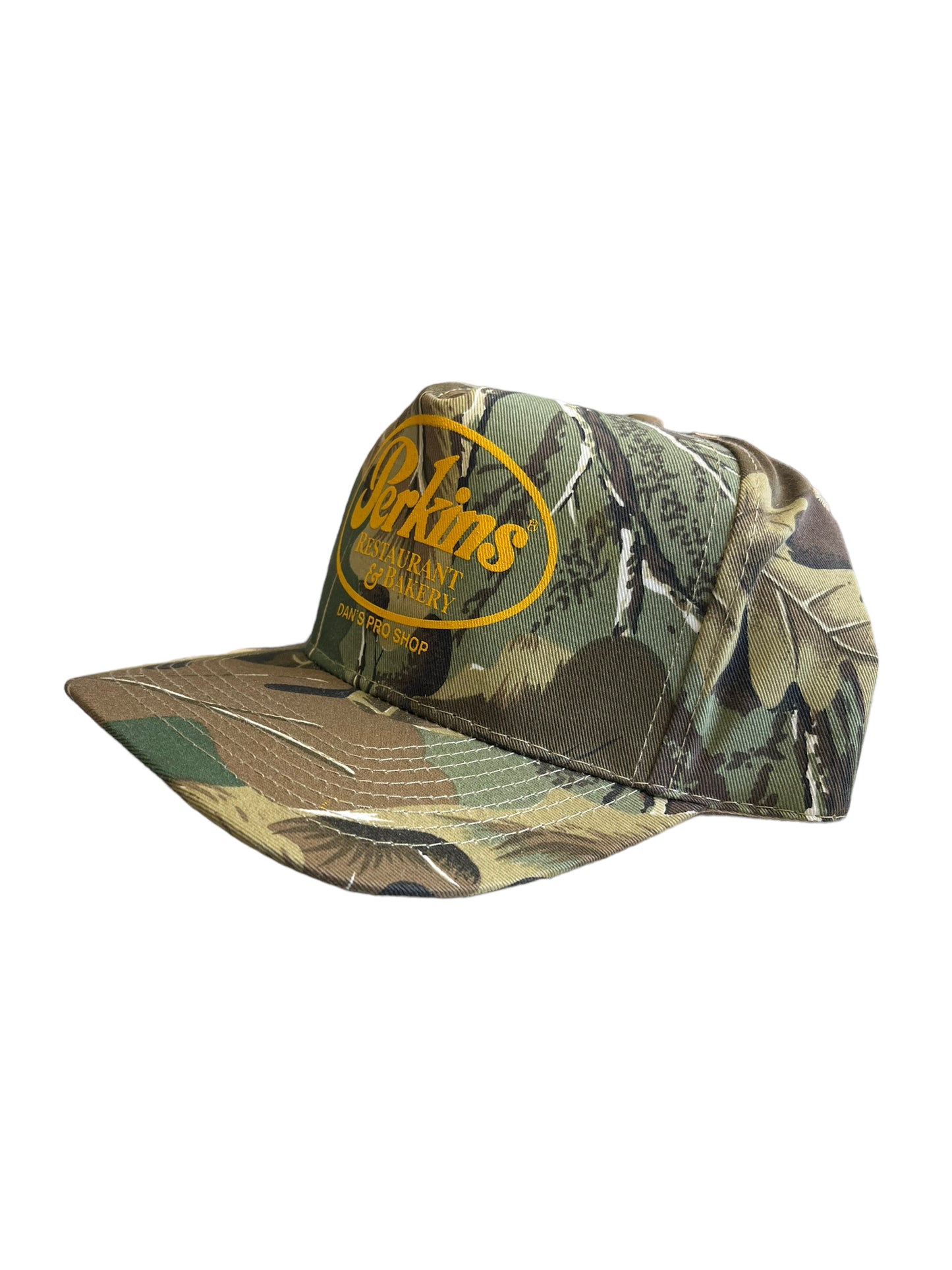 Vintage Perkins Restaurant Camo SnapBack Hat Brand New