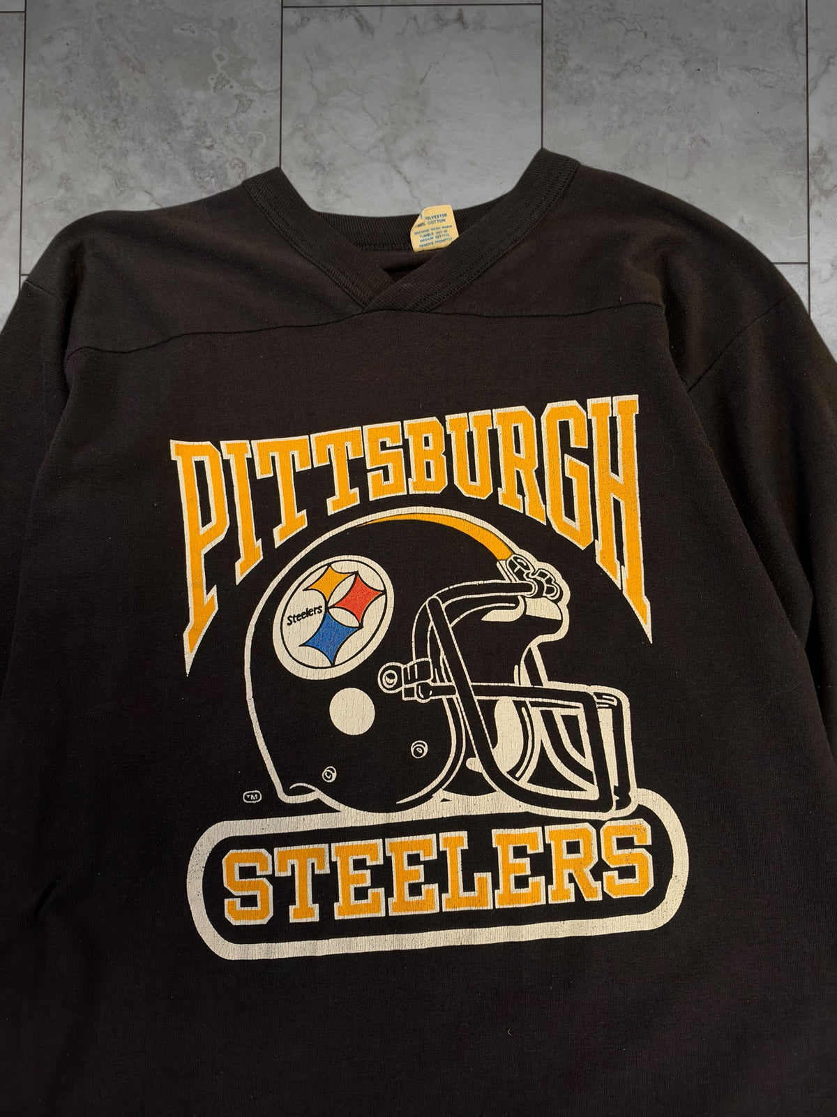 (S/M) Vintage 80's Steelers 3/4 Sleeve Graphic Tee