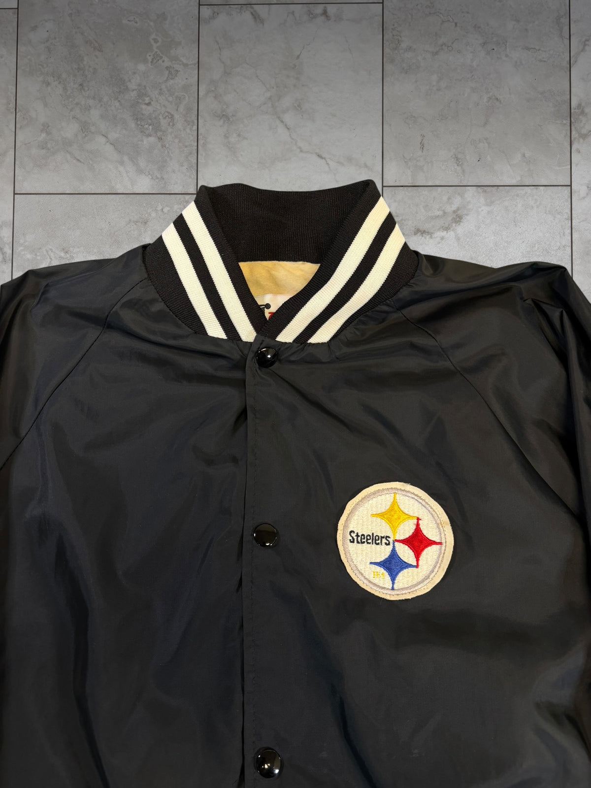 (M/L) Vintage 80s Steelers Button Up Jacket