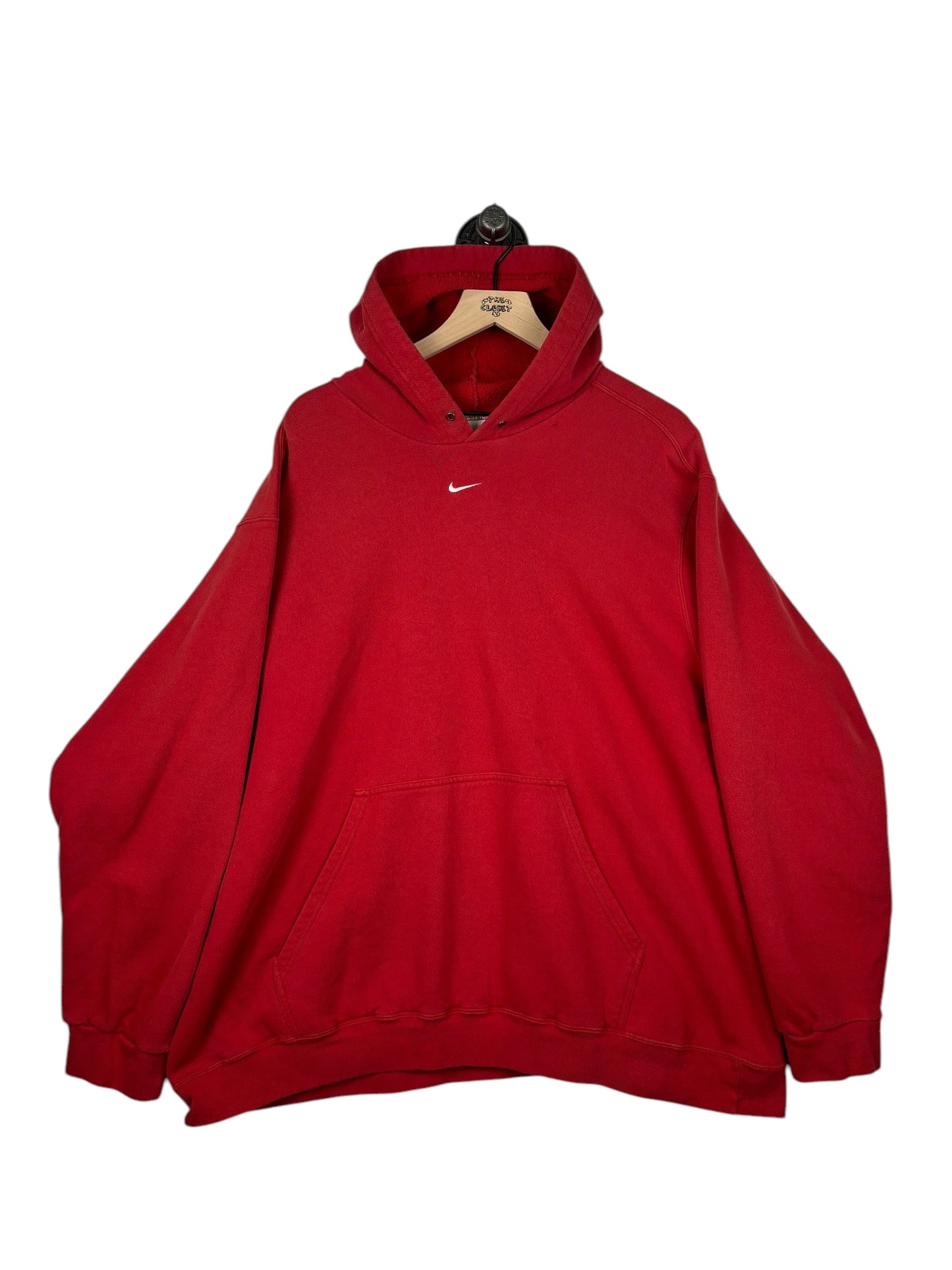 (XXL) Vintage Nike Red Center Swoosh Hoodie
