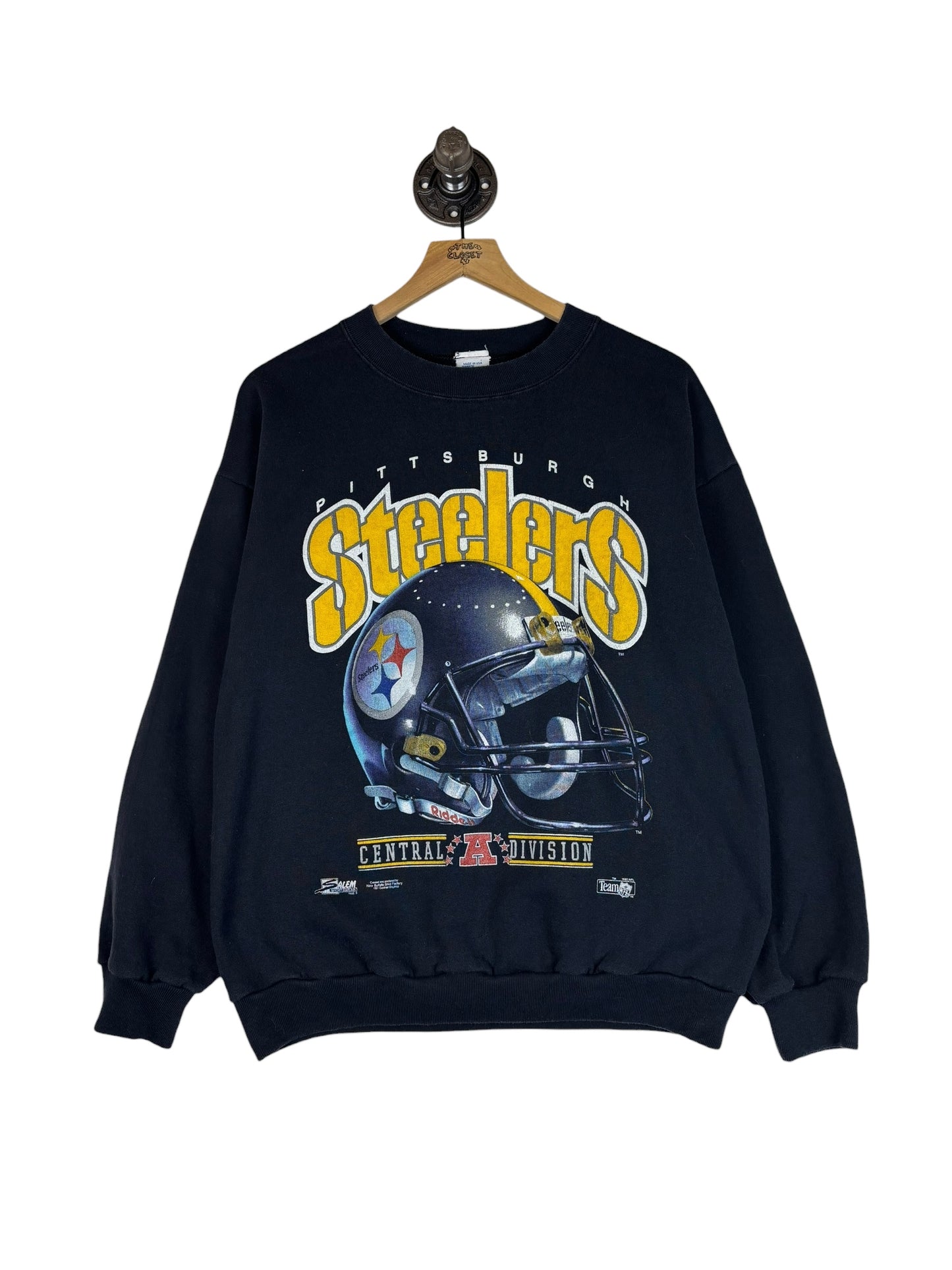 (M/L) 1992 Steelers Helmet Central Div Champs Crewneck