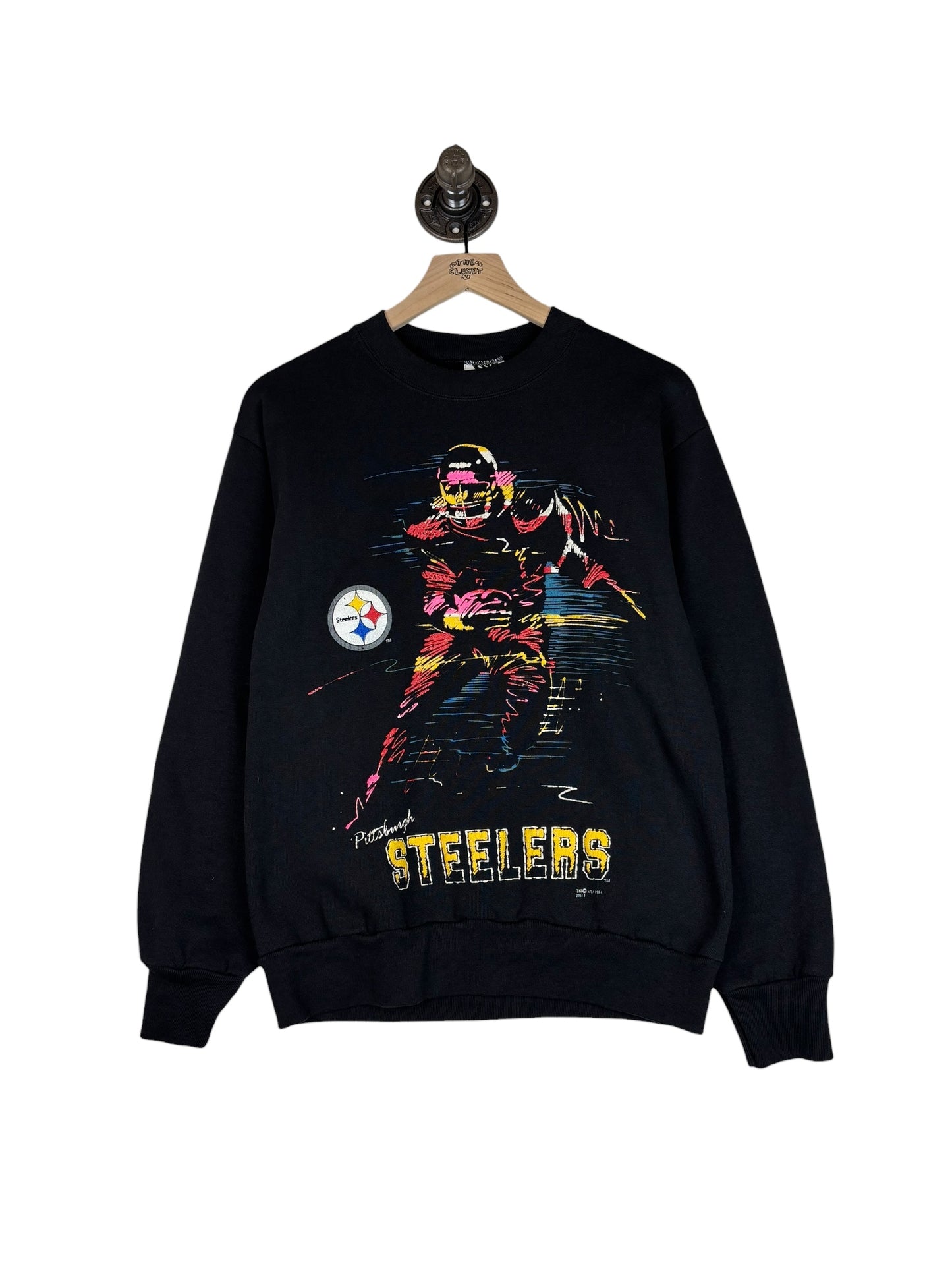 (S/M) 1991 Steelers Neon Puff Print Crewneck