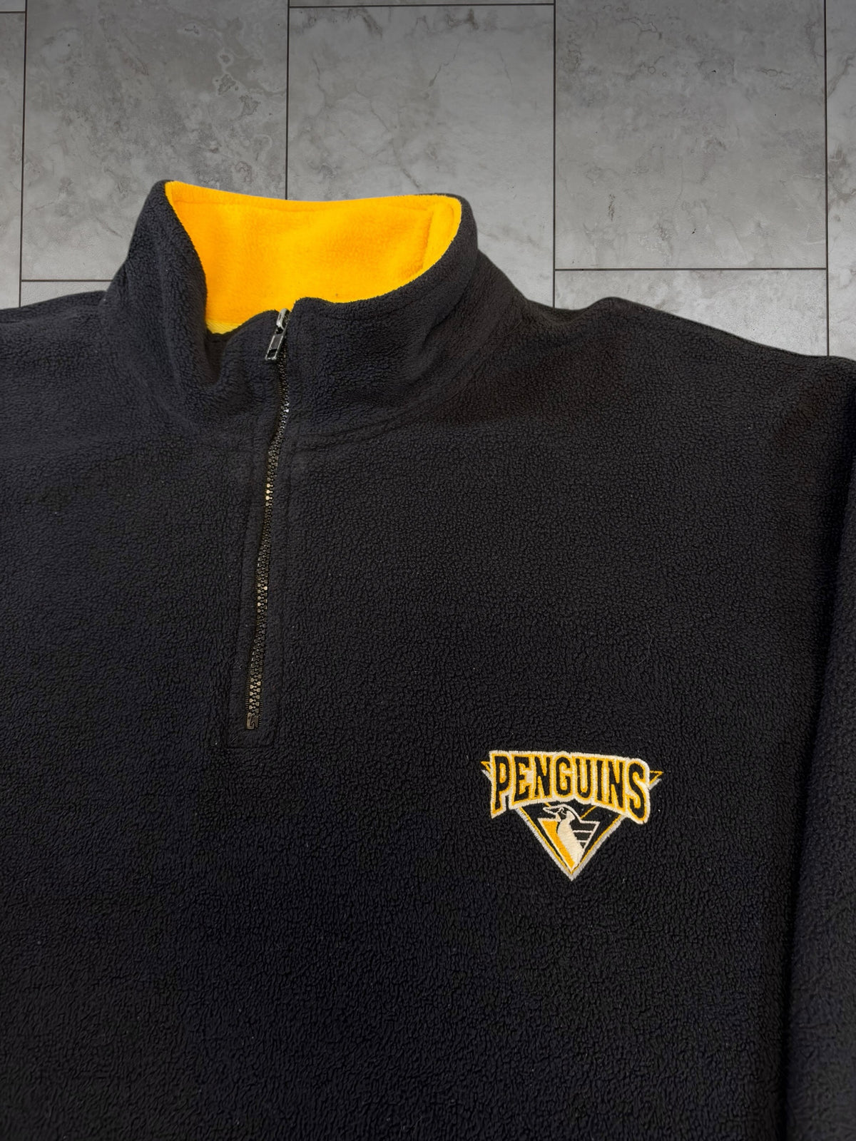 (L) Vintage 90's Penguins Fleece 1/4 Zip Pullover