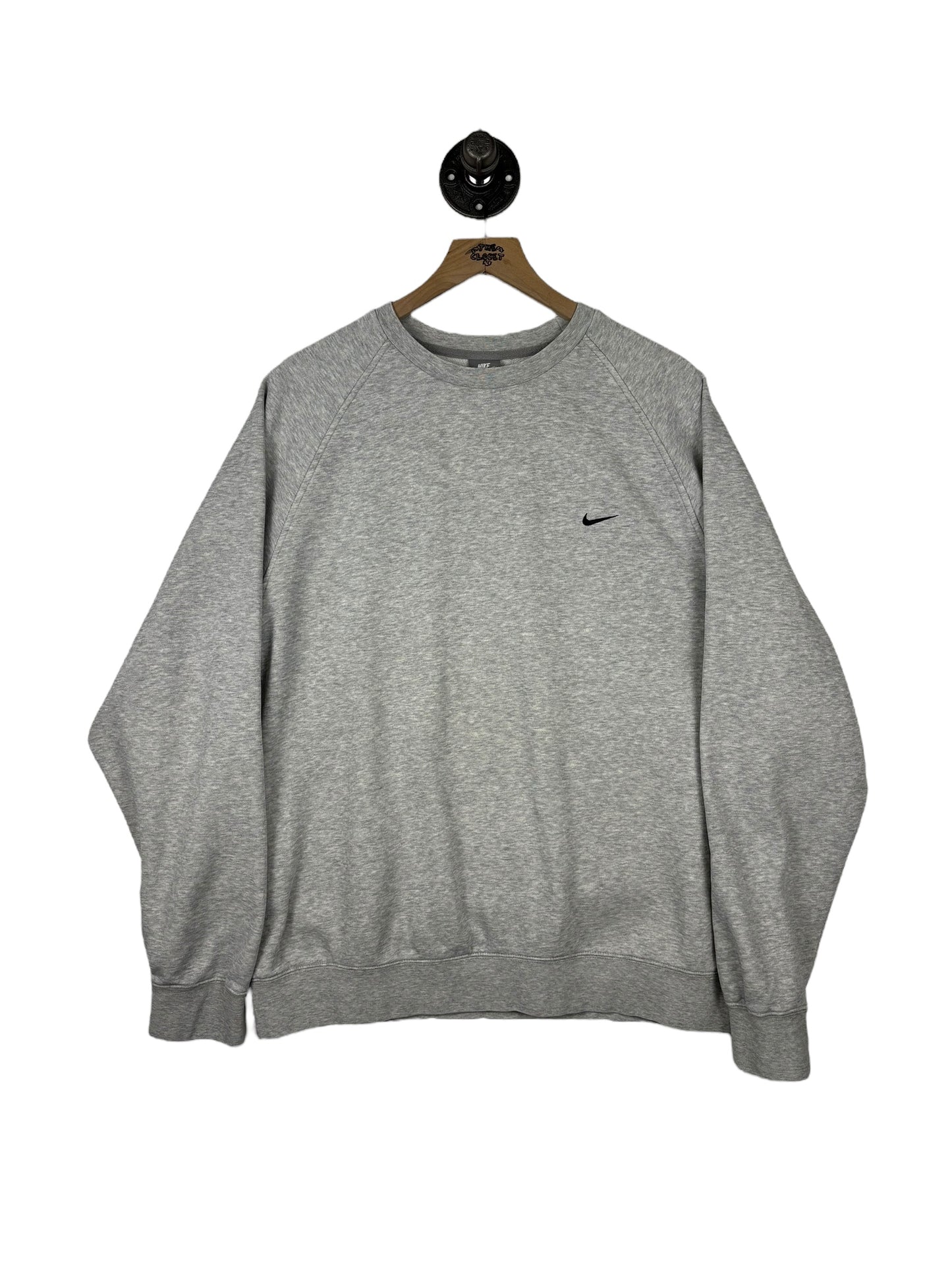 (XL) Vintage Y2K Nike Grey Corner Swoosh Embroidered Crewneck