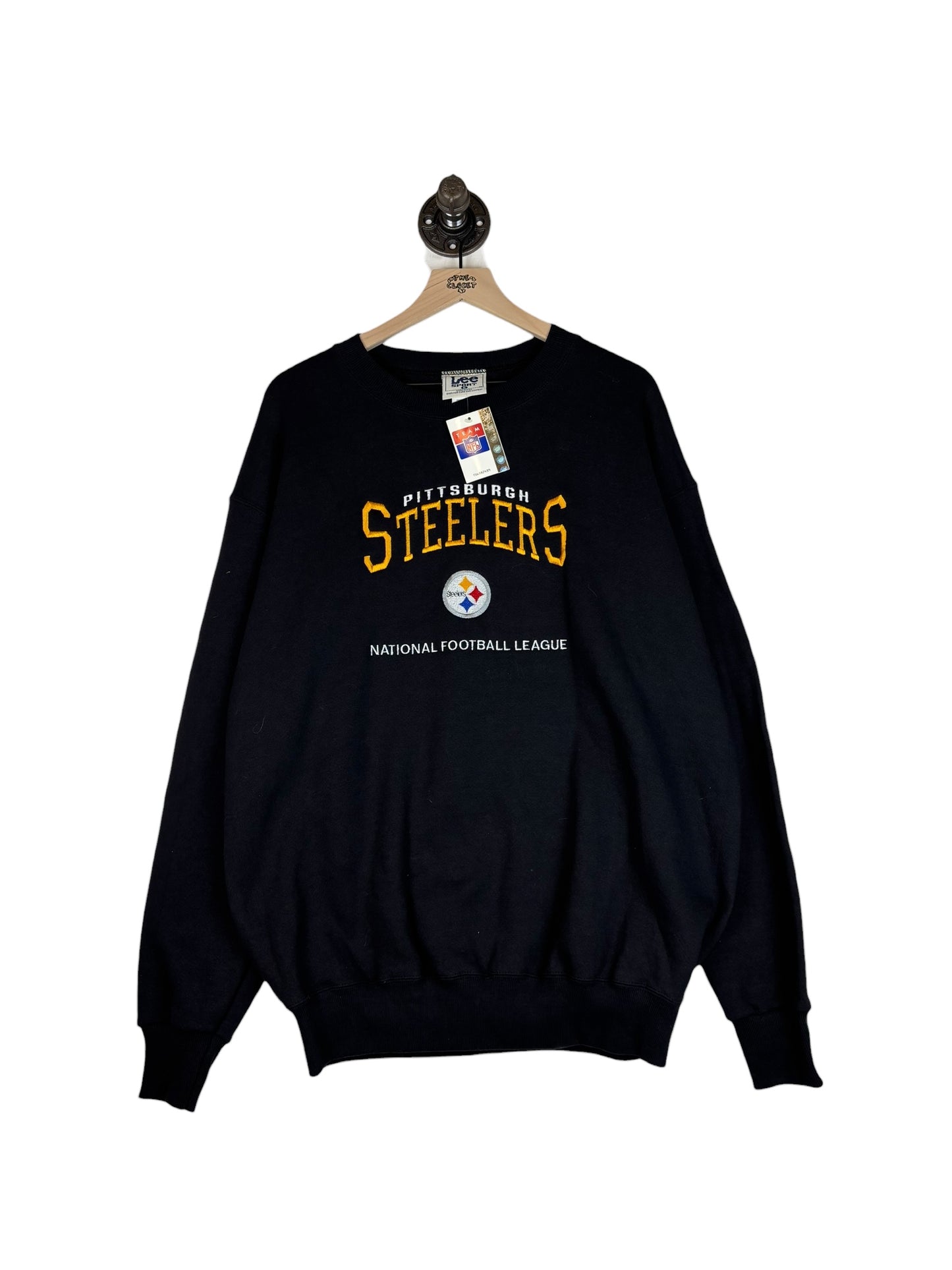 (L) Vintage Steelers Embroidered Crewneck (NEW)