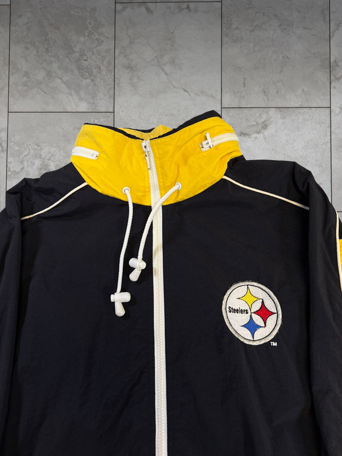(L) Vintage 90s Steelers Logo Athletic Full Zip Jacket