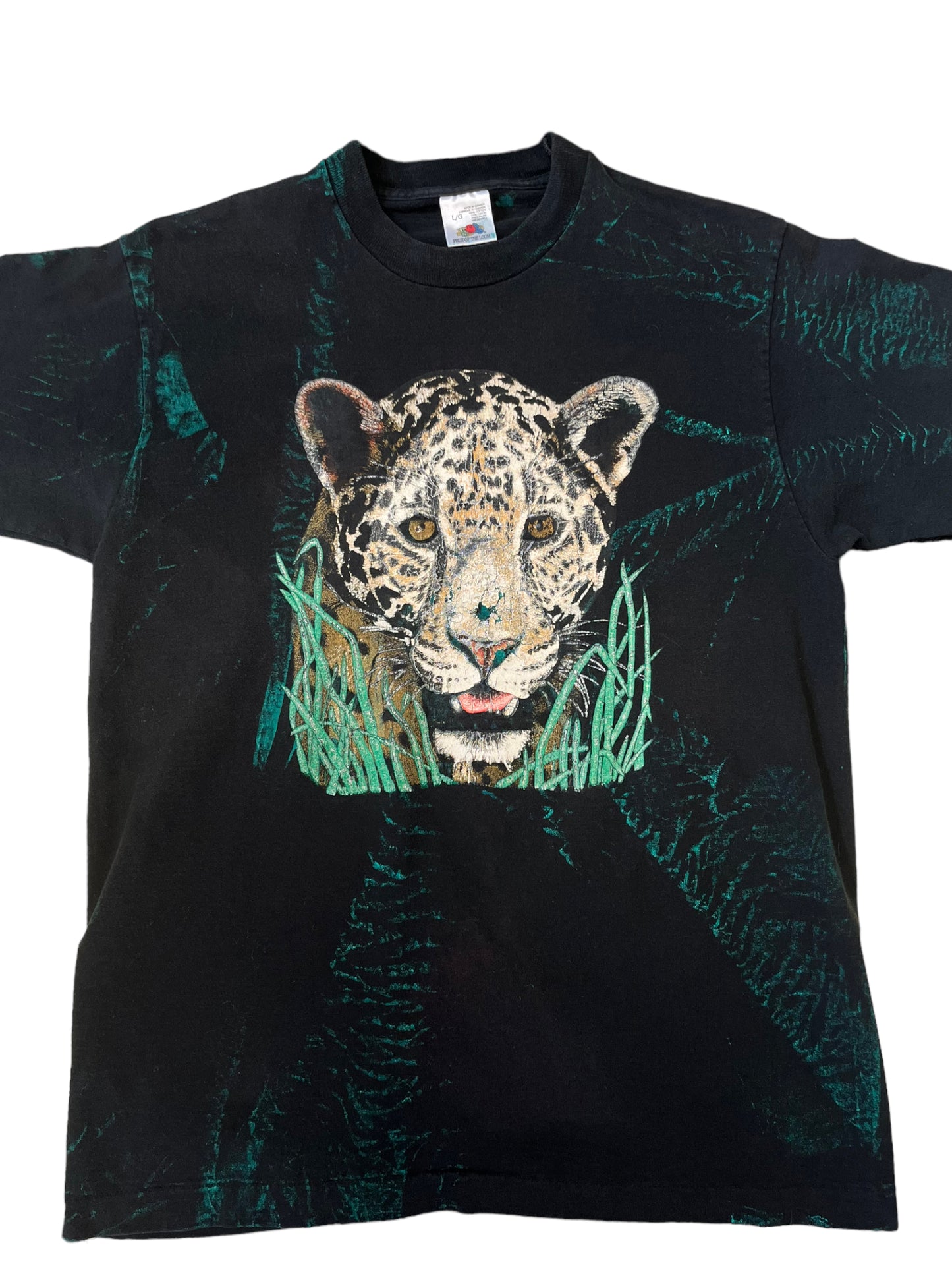(L) Vintage Cheetah Double Sided Tee