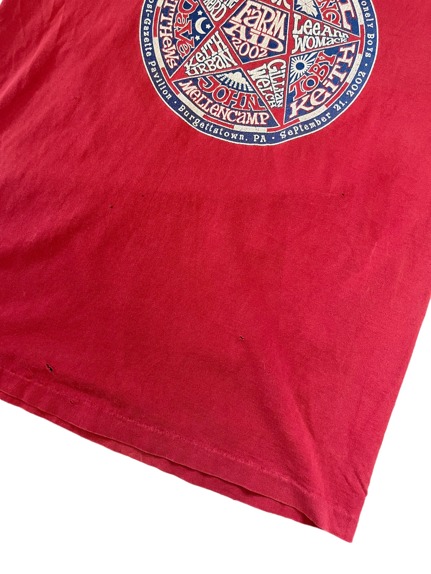 (L) 2002 Farm Aid Concert Tour Double Sided Tee
