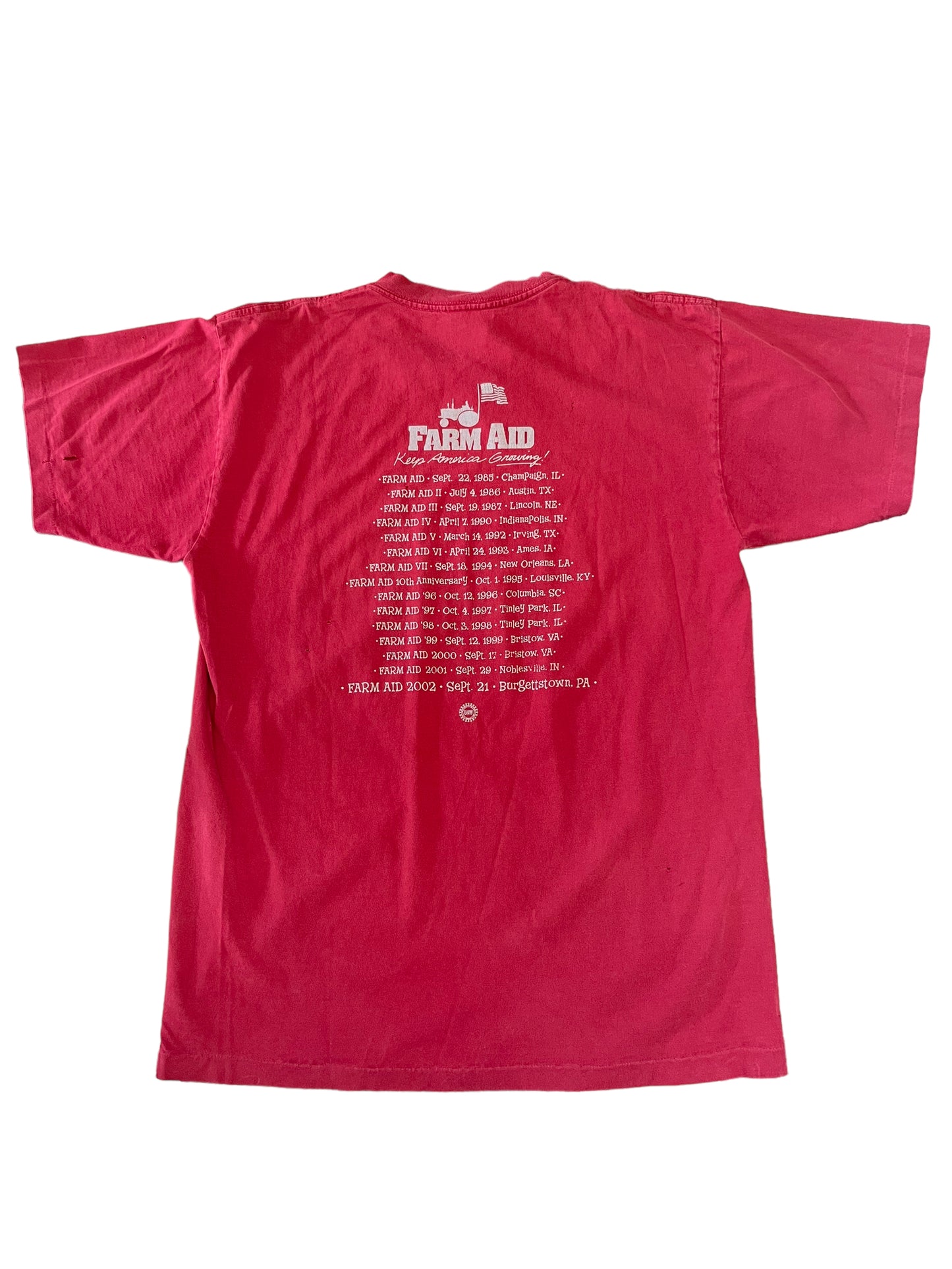 (L) 2002 Farm Aid Concert Tour Double Sided Tee
