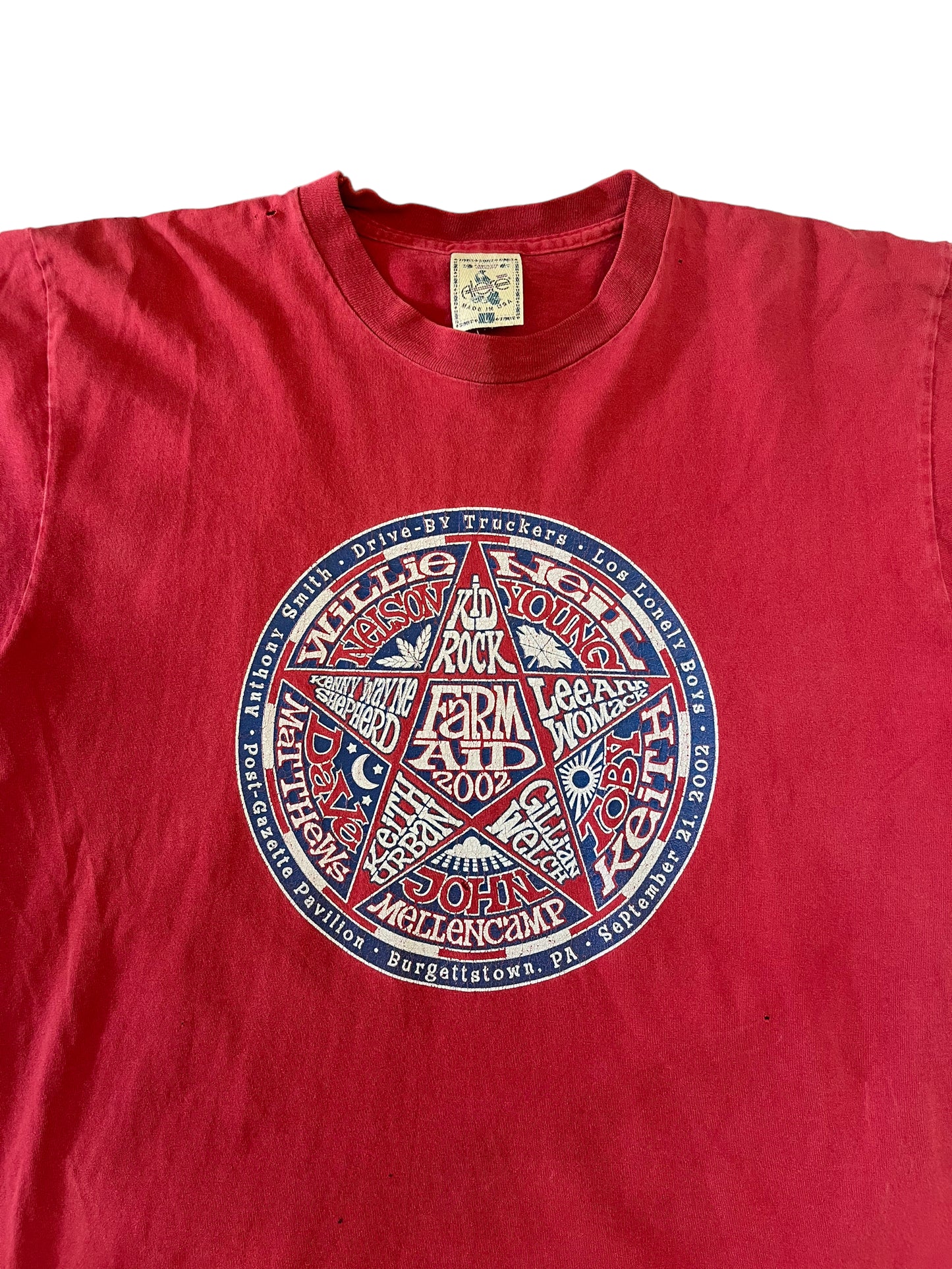 (L) 2002 Farm Aid Concert Tour Double Sided Tee