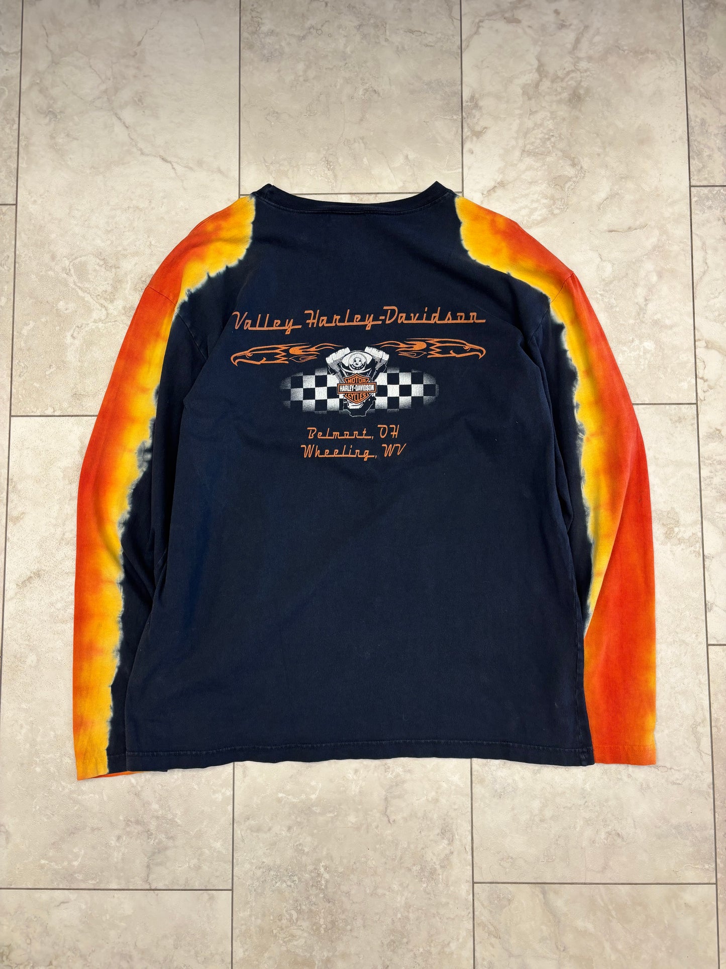 (L) 1999 Harley Too HOT To Handle Tiedye Long Sleeve