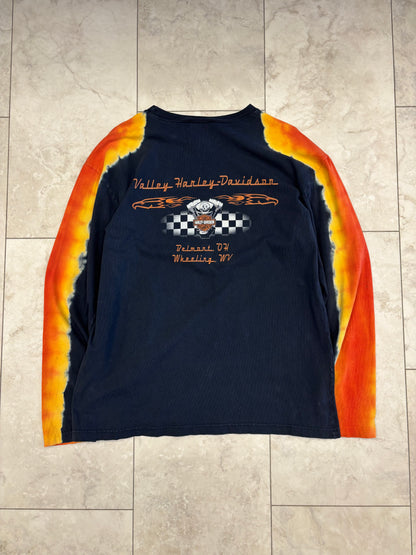 (L) 1999 Harley Too HOT To Handle Tiedye Long Sleeve