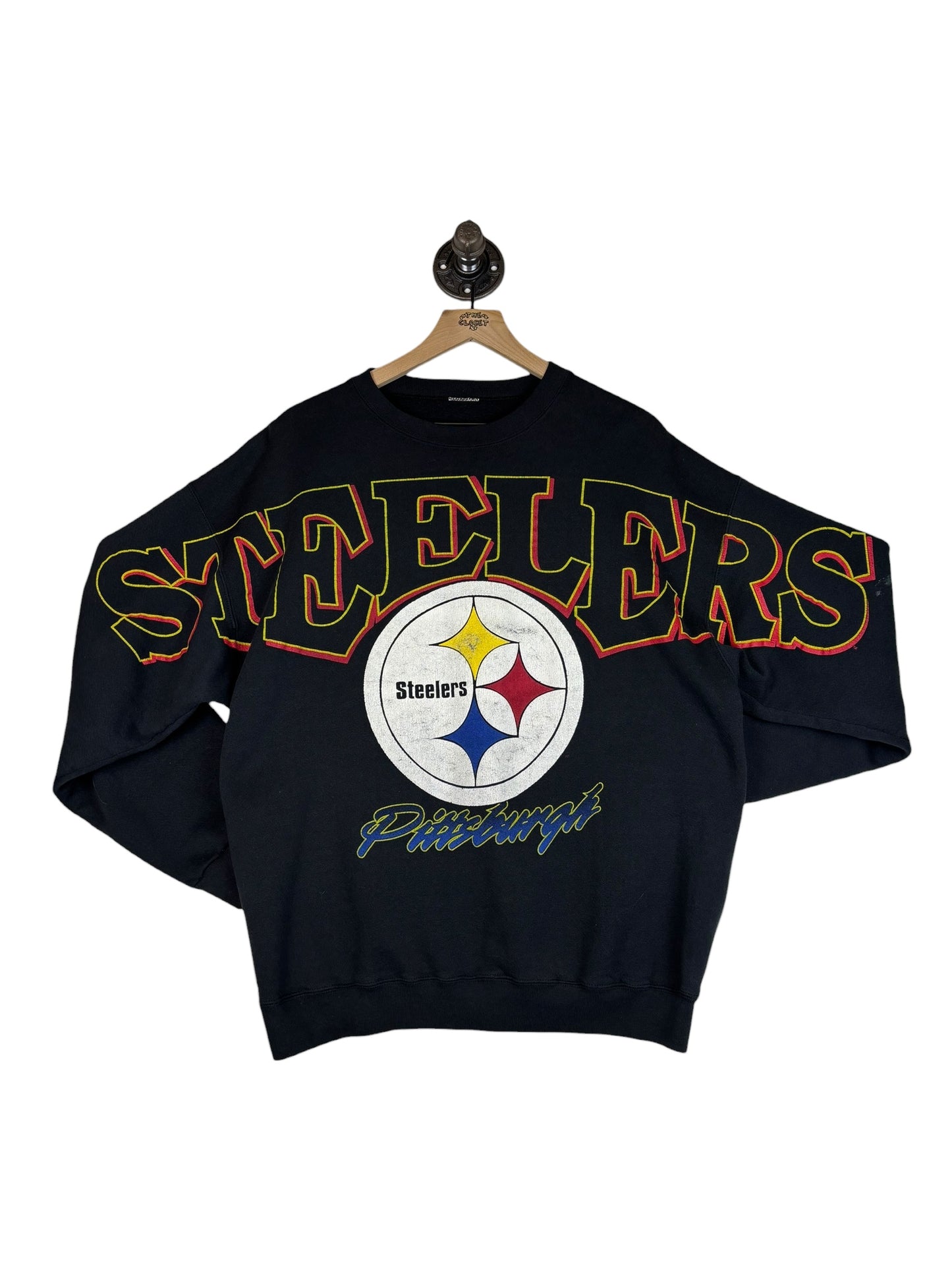 (L/XL) 1995 Steelers Spell Out Crewneck
