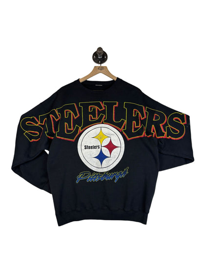 (L/XL) 1995 Steelers Spell Out Crewneck