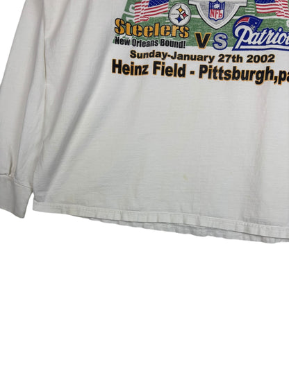 (XXL) 2002 Steelers AFC Championship Double Sided Long Sleeve