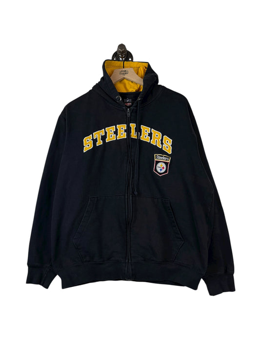 (S/M) Vintage Y2K Steelers Full-Zip Hoodie
