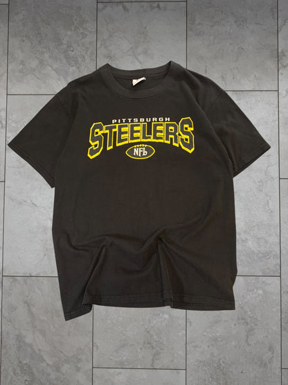 (L) Vintage Y2K Steelers NFL Curved Text Tee