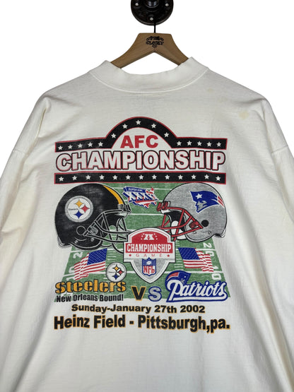 (XXL) 2002 Steelers AFC Championship Double Sided Long Sleeve