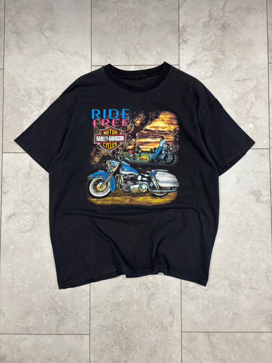(L/XL) Vintage Harley Ride Free Tee