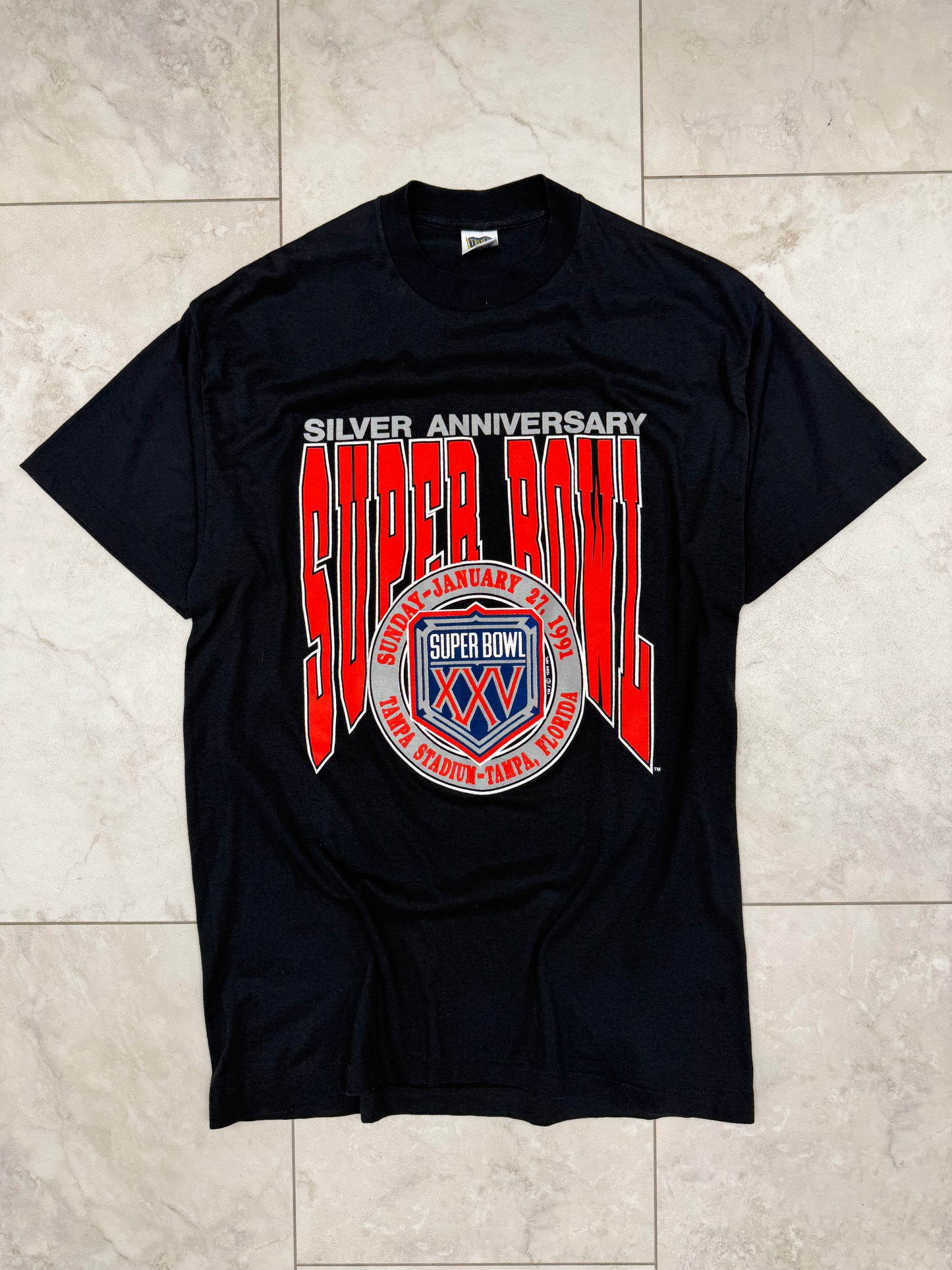 (L) 1991 Super Bowl XXV Trench Graphic Tee