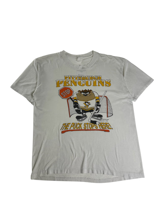 (M/L) 1998 Penguins Taz "The Puck Stops Here!" Graphic Tee