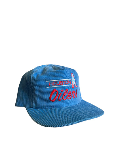 Vintage Houston Oilers Script Corduroy SnapBack Hat Brand New
