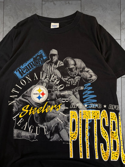 (L/XL) 1991 Steelers Wrap Around Graphic Tee