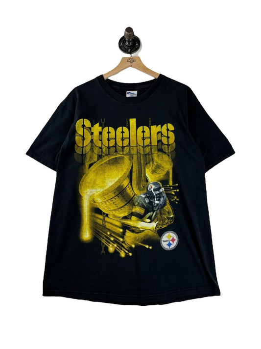 (L) Vintage Steelers Steel Bucket & Player Graphic Tee