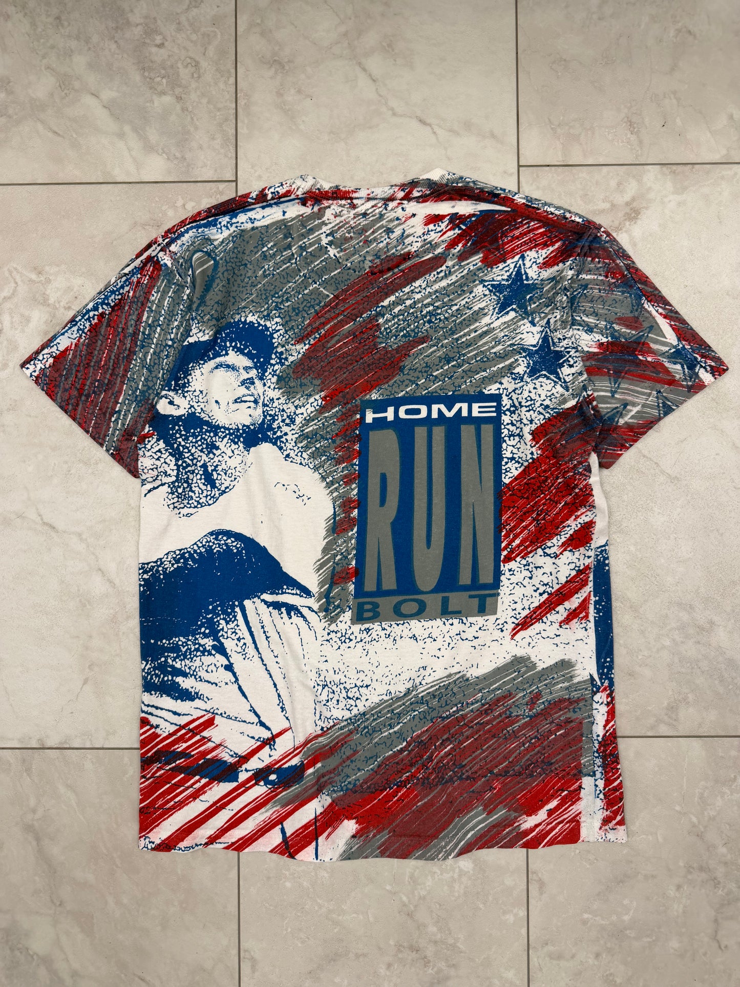 (M) Vintage 90’s “Home Run Bolt” AOP Tee