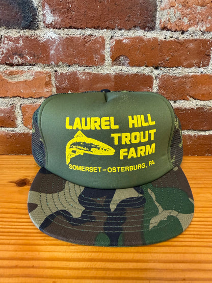 Vintage Laurel Hill Trout Farm Trucker Hat- NEW