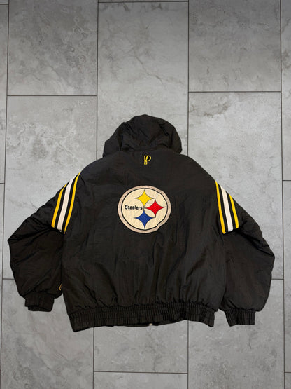 (L) Vintage Steelers Pro Player Full Zip Jacket