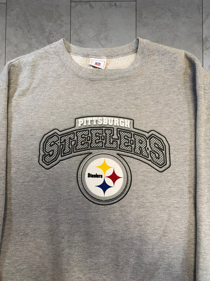 (L) Vintage Y2K Steelers Arch Text Crewneck