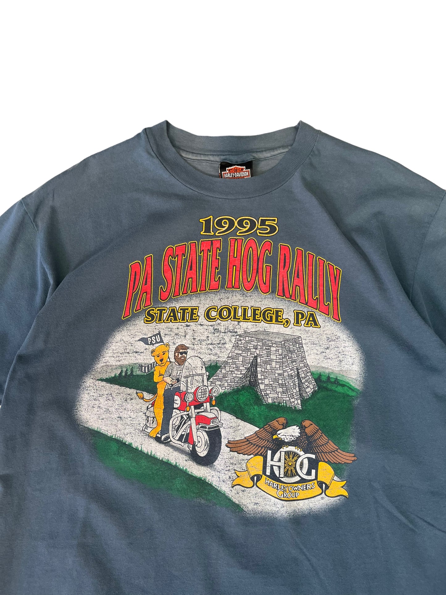 (L) 1995 Harley Davidson Penn State Double Sided Tee