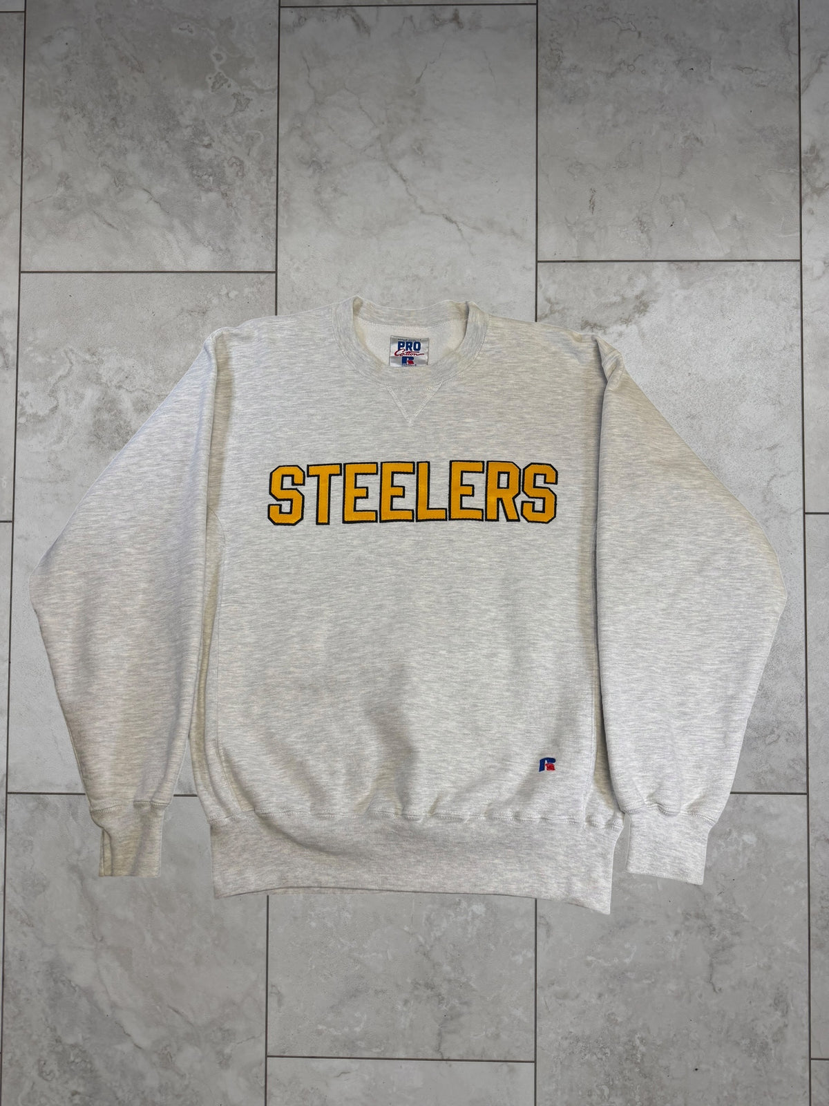 (M) Vintage 90s Steelers Russel Embossed Crewneck