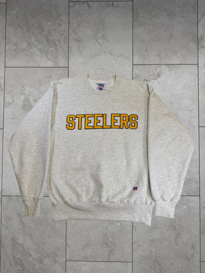 (M) Vintage 90s Steelers Russel Embossed Crewneck
