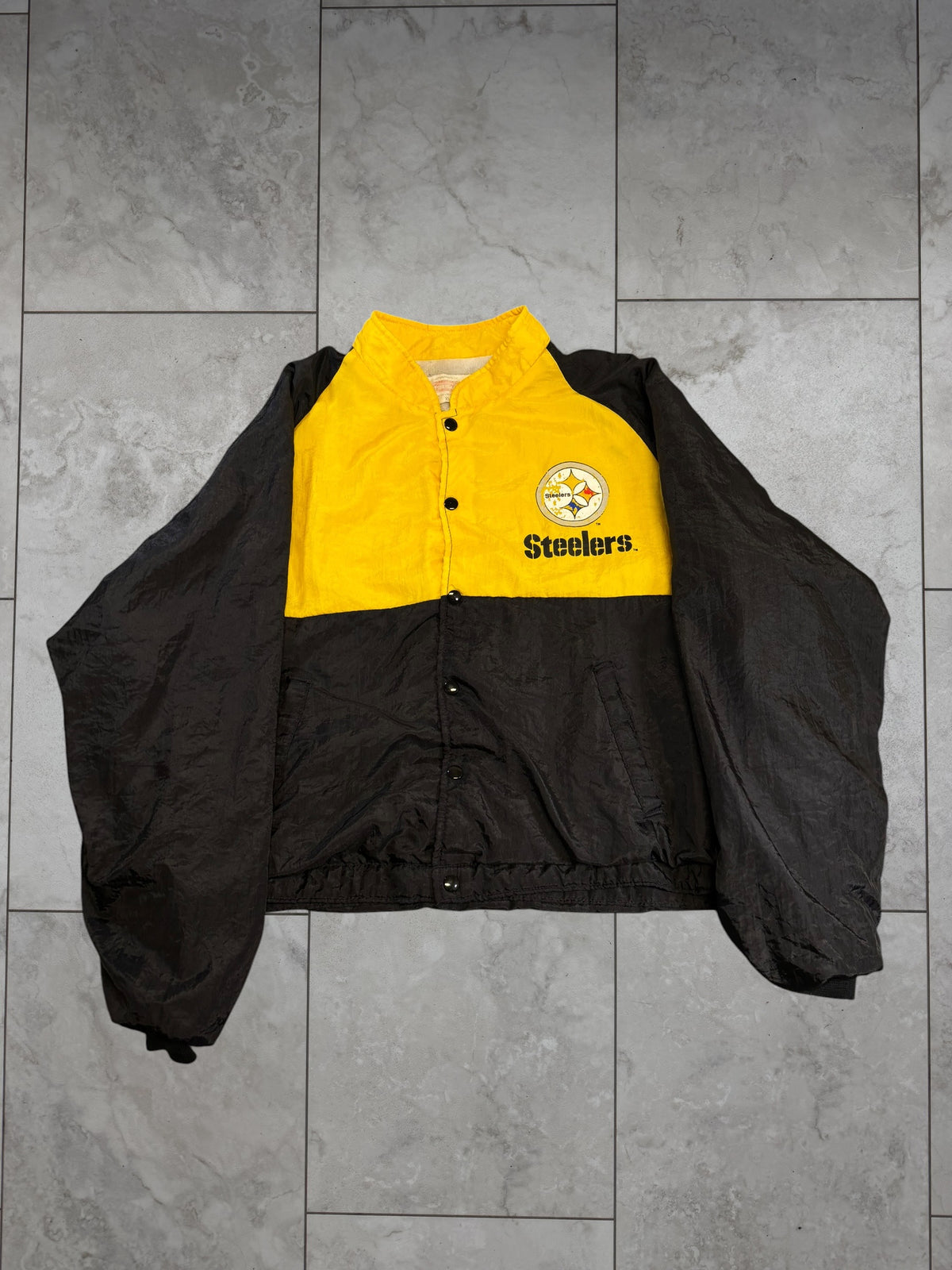 (L/XL) Vintage 90s Steeler Lightweight Puffer Cropped Jacket