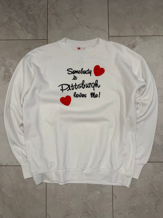 (M/L) Vintage 90's "Somebody in Pittsburgh Loves Me!" Graphic Crewneck