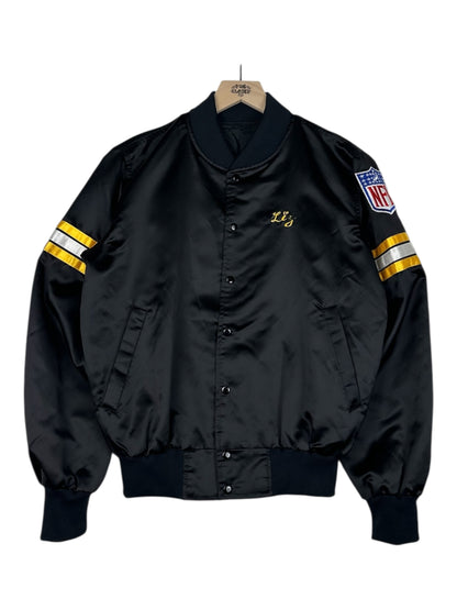 (XS/S) Vintage Steelers Embroidered Satin Bomber Jacket