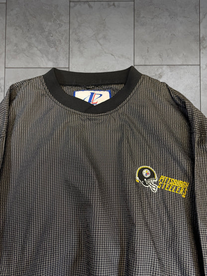 (XL) Vintage Steelers Grid Logo Athletic Pullover Jacket